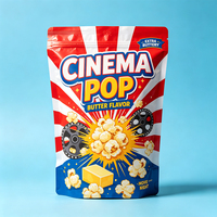 Sacs à popcorn personnalisés en plastique de qualité alimentaire, refermables avec fermeture éclair, imprimés avec logo