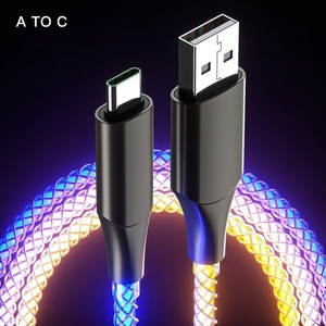 Câble de données lumineux tressé coloré, compatible avec Apple Type-C Android, câble de charge rapide, câble de charge lumineux à effet respirant - Product Image 3
