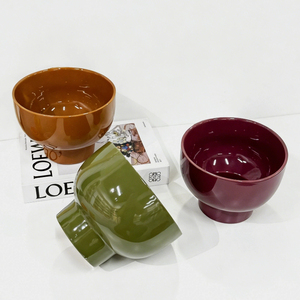 Nouveauté 2026 : Pots de fleurs en céramique à pieds en forme de bol, coloris rouge/vert/bordeaux/marron, vente directe usine, pour plantes succulentes d'intérieur et décoration maison - Product Image 3