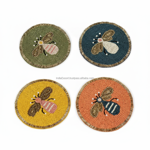 Posavasos de perlas redondas de PVC con cuentas hechas a mano, posavasos de decoración de escritorio para el hogar y la Oficina, posavasos antideslizante con aislamiento de moda exquisita - Product Image 1