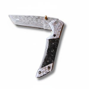 Couteau de poche pliant EDC pour l'extérieur avec logo personnalisé et verrouillage de la doublure Fourniture d'usine en acier damas forgé à la main pour le camping - Product Image 1