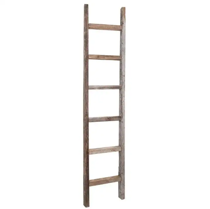 Custom Decoratieve Ladder Teruggewonnen Oude Houten Ladder 6 Voet Rustieke Schuur Hout