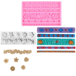 Offre Spéciale DIY 3D Reliefs Motif Silicone Bordure Moule pour Sucre Argile Artisanat Biscuits et Cupcake Décorations Fondant Molde - Product Image 1