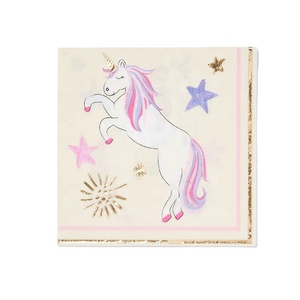 จานกระดาษลายยูนิคอร์นขนาดสั่งทำได้สำหรับเด็ก  ชุดภาชนะใช้แล้วทิ้งสำหรับงานวันเกิดเด็กผู้หญิง - Product Image 3