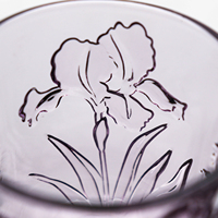 Ensemble de verres à vin transparents violets rétro de luxe, verres de mariage, 3 hauteurs différentes, motif d'orchidée en relief 3D, pour les fêtes et les cadeaux
