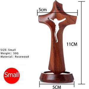 Komi <span class=keywords><strong>ไม้</strong></span>กางเขนโรสวูดแบบแฮนด์เมดสำหรับตกแต่งบ้านแกะสลักลายไม้ศักดิ์สิทธิ์ของขวัญงานฝีมือตั้งโต๊ะสำหรับตกแต่งสำนักงาน - Product Image 4