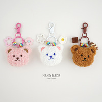 Porte-clés en peluche ours rose Kawaii, jouet en peluche, design tendance, pour sac, doux, moelleux, en coton, portable