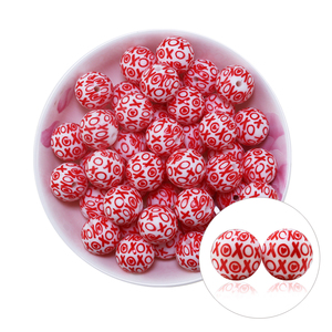 Cadeaux Saint-Valentin 2024 : Nouvelles perles de silicone imprimées en forme de cœur de 15 mm, perles de dentition colorées pour la fabrication de stylos perlés DIY et de bijoux - Product Image 5