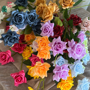 Roses artificielles en soie, fleurs faites à la main, décoration de mariage miniature, multicolores, bouquet de petites roses à 6 têtes - Product Image 4