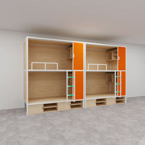 Nouveau lit mezzanine pour étudiants, lit superposé en bois de conception élégante avec des caractéristiques de type hôtel pour appartements, bureaux à domicile, auberges ou hôtels - Product Image 3