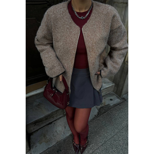 Blusa de Cachemira con Cierre de Cremallera en Color Visón, Talla M - Product Image 4