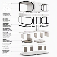 Maison préfabriquée moderne en conteneur, cabine modulaire irrégulière en panneaux sandwich EPS, unité hôtelière étanche