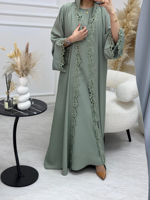 Robe musulmane YKA041 pour femmes, vêtements islamiques, hijabs, design brodé de haute qualité, hijab traditionnel, design innovant.