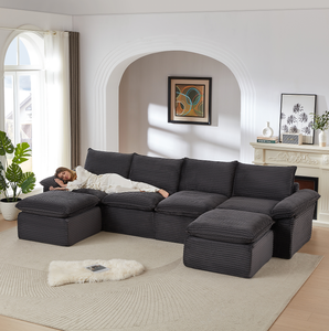Boneless Oversized Sectional <b>Compressed</b> Foam <b>Sofa</b> Set Living Room Modern Convertible Modular Corduroy <b>Vacuum</b> Packaging - Product Image 5
