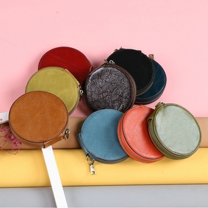 Hot Selling Women's Cute Mini Wallet Customizable Genuine Leather <b>Zip</b> Round Pocket Change <b>Pouch</b> Coin Purse - Product Image 5