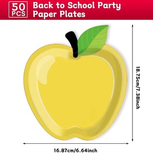 DAMAI Golden Apple Shaped Disposable Paper <b>Plates</b> for Parties Supplies Back to School Season Children's Birthday <b>Decorations</b> - Product Image 5