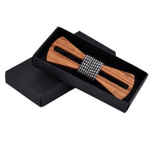 Vente en gros de nœuds <span class=keywords><strong>papillon</strong></span> en <span class=keywords><strong>bois</strong></span> creux à quantité minimale de commande bas avec boîte cadeau pour hommes - Product Image 3