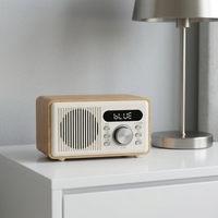 Radio Rumah Kayu FM dengan Speaker Nirkabel BT, Jam Alarm, Timer Tidur, dan Pemutar USB / TF