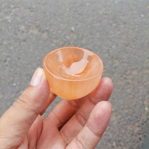 Nuovo prodotto cristalli curativi set di ciotole rotonde in selenite <span class=keywords><strong>arancione</strong></span> di grandi dimensioni per la decorazione domestica - Product Image 3