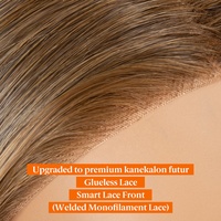 Venta al por mayor DEPONE Peluca de monofilamento con encaje invisible precortado, pelucas frontales de fibra capilar Futura-Hair para mujer