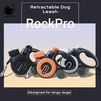 Laisse rétractable multifonctionnelle LED 5-en-1 pour chien, 16 pieds, avec SOS, sifflet électronique et sac à excréments pour grands chiens jusqu'à 50 kg