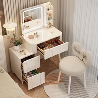 Table de maquillage multifonctionnelle intelligente et moderne, style princesse, avec armoire latérale, miroir LED tactile, en métal et bois, couleur au choix, Chine