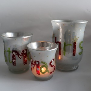 Lámpara de Viento con Diseño Navideño, Forma de Tambor, Cristal con Puntas Plateadas, Exterior Blanco - Product Image 4