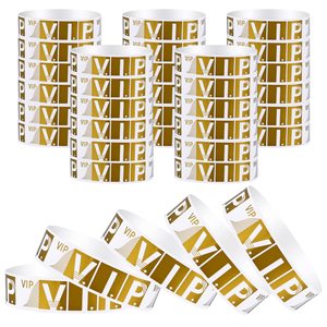 Bracelets en papier dorés VIP jetables pour événements, badges imprimés pour fêtes, concerts et festivals - Product Image 1