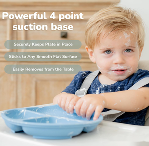 Vassoio in Silicone 100% WeeSprout per bambini piccoli lavastoviglie a microonde amichevole piastra di aspirazione coperchi Design diviso torta al cioccolato - Product Image 4