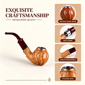 Pipa de Tabaco con Acabado de Mármol de 143 mm al por Mayor |   Tazón Acanalado con Base Translúcida Ámbar, Venta al por Mayor, YunAng OEM - Product Image 3