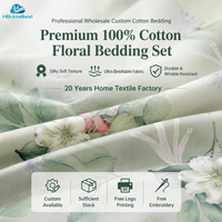 Ensemble de literie Cloudland certifié BSCI et ISO9001, 300TC, hypoallergénique, ultra doux, motif floral, 100% coton