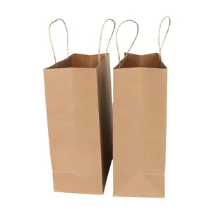 Famous OEM Accepted Paper Wedding Branded Gift Food Craft Bag Custom Brown Shopping Kraft Paper Bag With Your Logo