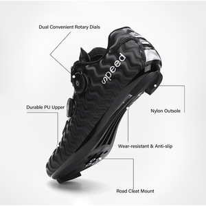 Chaussures de cyclisme professionnelles à double molette rotative, respirantes en PU <span class=keywords><strong>pour</strong></span> route, chaussures de <span class=keywords><strong>VTT</strong></span> à blocage, baskets de cyclisme non verrouillables - Product Image 3