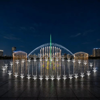 Fontaine interactive extérieure moderne en acier inoxydable, programmable, synchronisée avec la musique, laser RGB, directement de l'usine