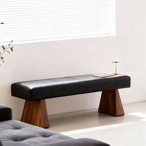 Nordic Minimalist Solid Wood <b>Bench</b> Genuine Leather Entryway Shoe Changing Stool Living Room Bedroom <b>Bed</b> <b>End</b> Stool Designer - Product Image 4