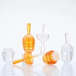 In Stock Mini Brown Honeycomb Lip Gloss Container Honey Pot Shaped Clear Lip Gloss Tube