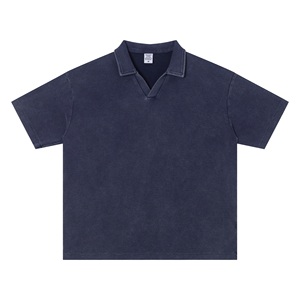 Maglietta <span class=keywords><strong>Polo</strong></span> Vintage in Cotone Personalizzata OEM Unisex con Ricamo e Stampa, Lavaggio Acido, Peso 235GSM, T-Shirt a Spalla Larga in Tessuto Waffle - Product Image 6