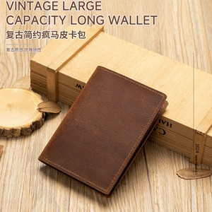 For Boshiho Customized Crazy Horse Leather <b>Wallet</b> for Men Vintage Style Short Card Holder Open Closure Creative Gift for Him Her - Product Image 6