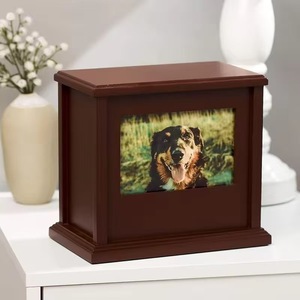 Wooden Square Pet <b>Urn</b> With Photo Frame Solid Wood Commemorative Burial Box For <b>Cats</b> And Dogs - Product Image 1