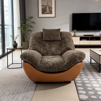 Fauteuil Lounge de Style Nordique Minimaliste, Fauteuil Surdimensionné, Revêtement en Velours Teddy, Relaxation, Canapé Simple pour Appartement Loft