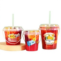 Seau à thé aux fruits transparent extra-épais de 1L avec couvercle perforé de 700ml, seau à thé au lait en plastique PP, tasse à boisson Eighty-five