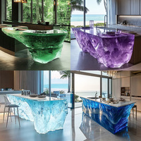 R051 Meuble de jardin moderne en résine résistante aux intempéries, comptoir de salle à manger, patio, balcon, décoration artistique, phosphorescent qui brille dans le noir