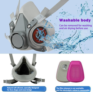 6200 + 60926 Silicone tự thở đôi lọc mặt nạ khí nửa mặt với Kính bảo hộ và mặt nạ an toàn một nửa - Product Image 6