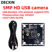 Caméra USB HD 5MP sans pilote DECXIN avec module de reconnaissance faciale autofocus, modèle OV5693, 1944/30fps/protocole UVC, compatible Windows/Linux/Mac