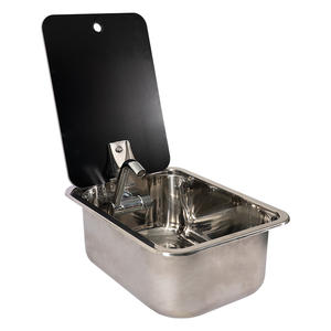 304 Stainless Steel <strong>RV</strong> Sink with <strong>Faucet</strong> and Tempered Glass Lid, Compact Caravan Campervan Motorhome Kitchen Basin - Product Image 4