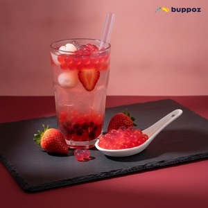 ลูกบอลบับเบิ้ลรสลิ้นจี่สตรอว์เบอร์รีแบบแตกในปาก สำหรับร้านชานมไข่มุก ขายส่งจากโรงงาน - Product Image 3