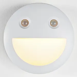 AAA-Akku dimmbar magnetischer Bewegungssensor rundes Lächeln intelligentes Led-Nachtlicht Nachttisch-Toilettentreppen Flur Schrank schließen Licht