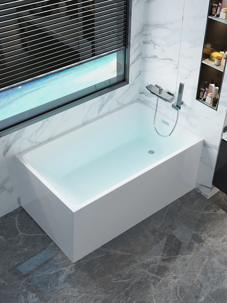 120cm small size acrylic seamless freestanding bath tub square bath tub bathtub