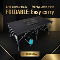 Table de camping pliable en aluminium réglable en hauteur, poste de travail portable pour pique-nique en plein air