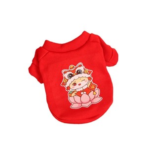 Ropa para perros con estampado de animales, sudadera roja de poliéster, ropa cálida para mascotas para perros pequeños, estilo festivo de Año Nuevo ZYKBX02 - Product Image 3